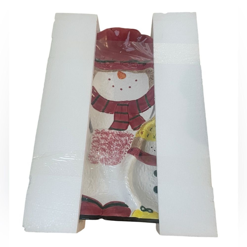Cardinal Snowfolk Snowman Chip and Dip Platter Brand New In Box - Picture 4 of 5